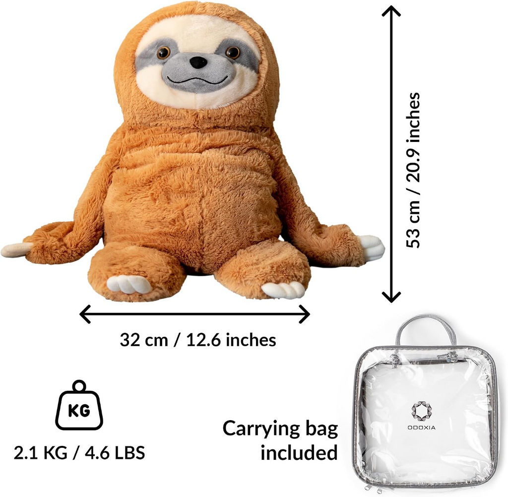 Obciążany sensoryczny pluszowy leniwiec 2,3 kg, 53 × 32 cm – brązowy