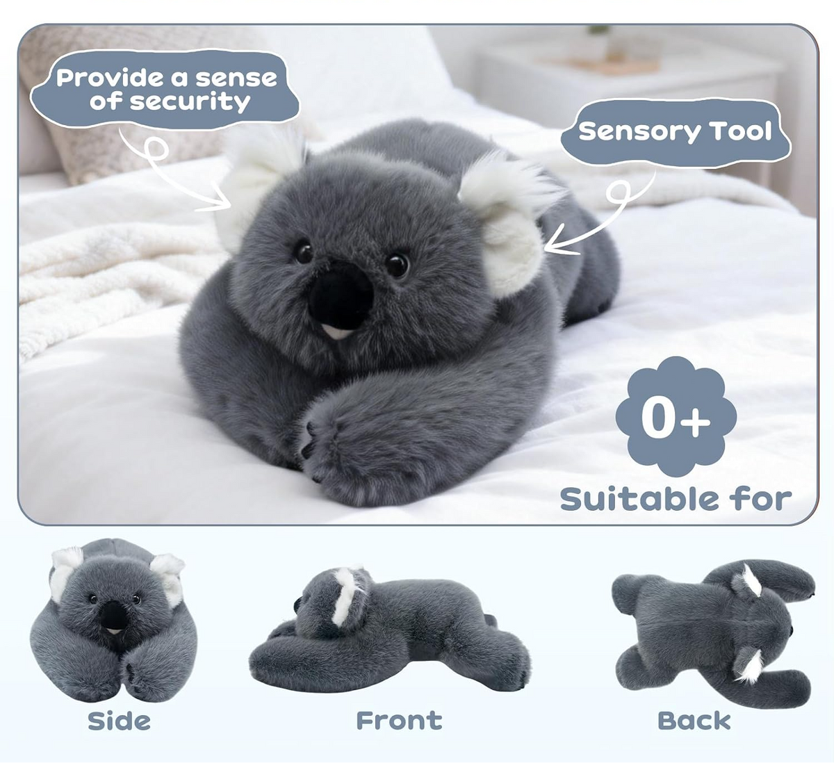 Pluszowa koala do przytulania 43 cm, 0,41 kg – szara