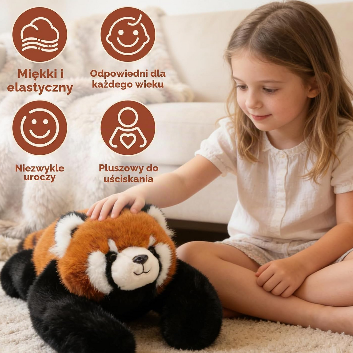 Pluszowa panda czerwona 43 cm, 0,41 kg – do przytulania