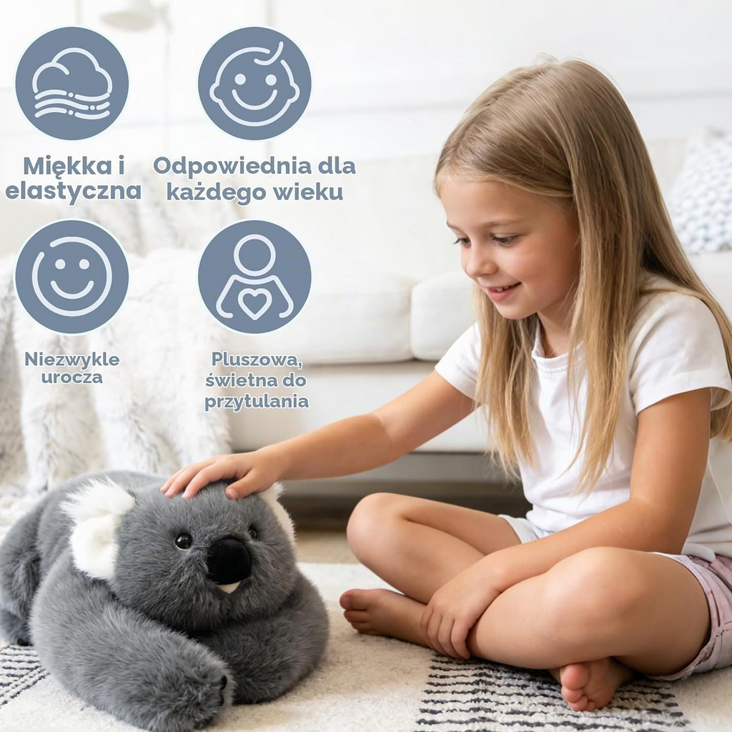 Pluszowa koala do przytulania 43 cm, 0,41 kg – szara