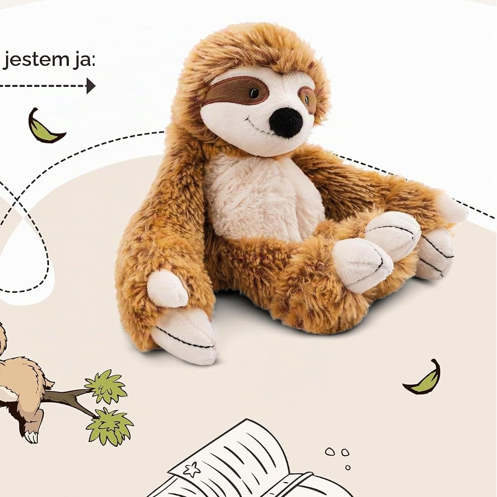 Pluszowy leniwiec Slobby 35 cm z rzepami na łapkach – brązowy