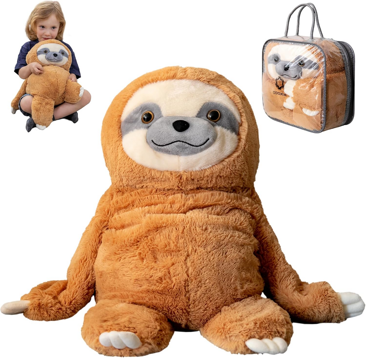 Obciążany sensoryczny pluszowy leniwiec 2,3 kg, 53 × 32 cm – brązowy