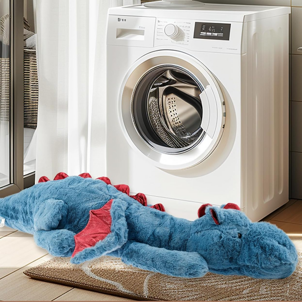 Duża pluszowa zabawka w kształcie smoka 130 cm – niebieska poduszka do przytulania