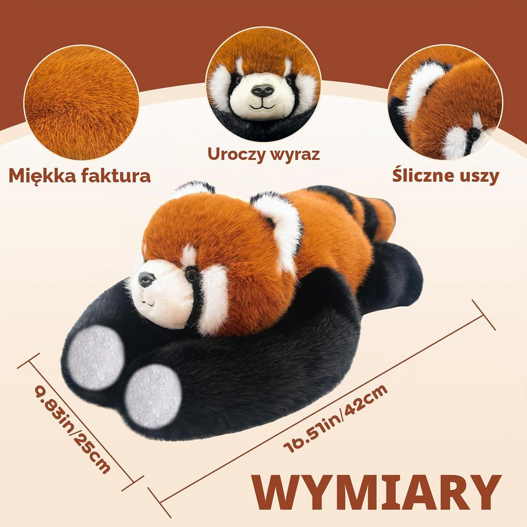 Pluszowa panda czerwona 43 cm, 0,41 kg – do przytulania